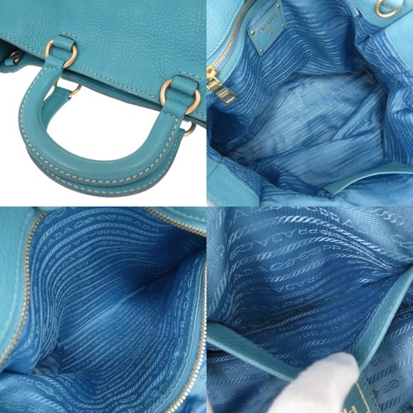 Prada BR4617 Leather Blue 2-Way Tote Bag/Shoulder Bag 0099 PRADA - Picture 6 of 10